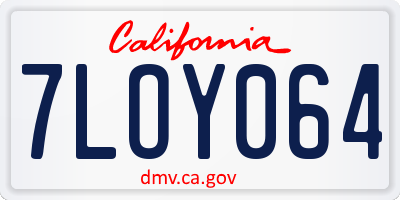 CA license plate 7LOY064