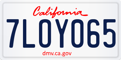 CA license plate 7LOY065