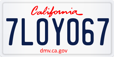 CA license plate 7LOY067