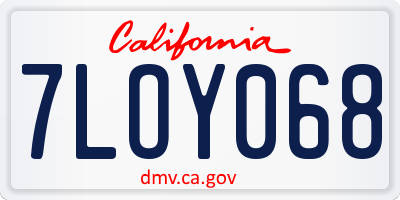 CA license plate 7LOY068