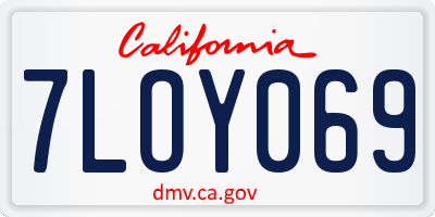 CA license plate 7LOY069