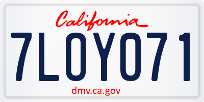 CA license plate 7LOY071