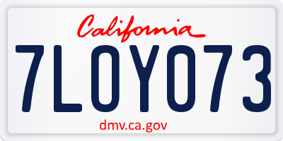 CA license plate 7LOY073
