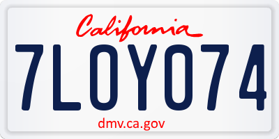 CA license plate 7LOY074