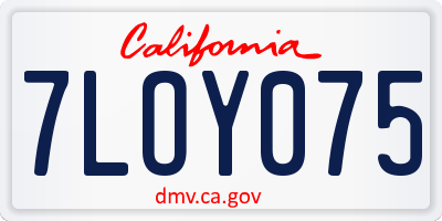 CA license plate 7LOY075