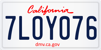 CA license plate 7LOY076