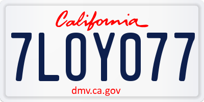 CA license plate 7LOY077