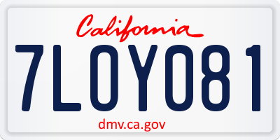 CA license plate 7LOY081