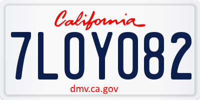 CA license plate 7LOY082