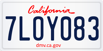 CA license plate 7LOY083