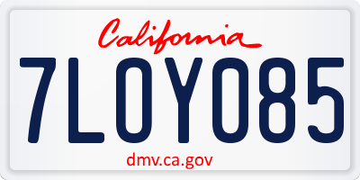 CA license plate 7LOY085