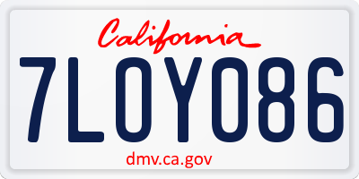 CA license plate 7LOY086