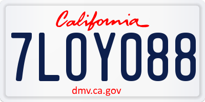 CA license plate 7LOY088