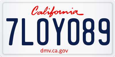 CA license plate 7LOY089