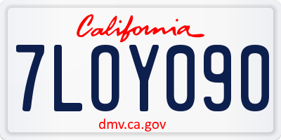 CA license plate 7LOY090