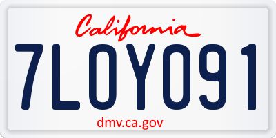 CA license plate 7LOY091