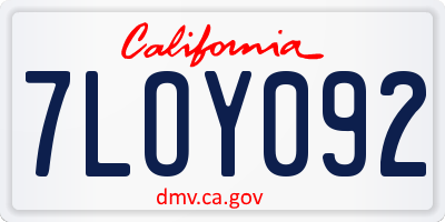 CA license plate 7LOY092