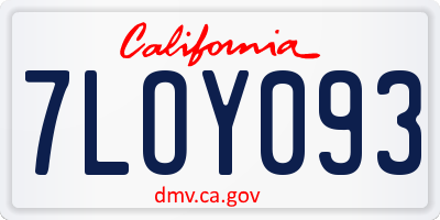 CA license plate 7LOY093