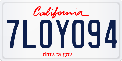 CA license plate 7LOY094