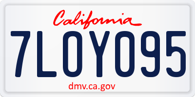 CA license plate 7LOY095