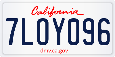 CA license plate 7LOY096