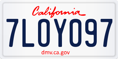 CA license plate 7LOY097