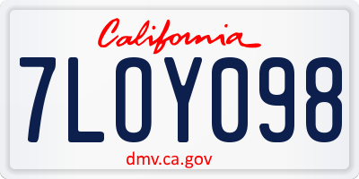 CA license plate 7LOY098