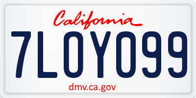 CA license plate 7LOY099