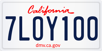 CA license plate 7LOY100