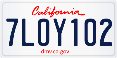 CA license plate 7LOY102