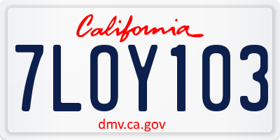 CA license plate 7LOY103