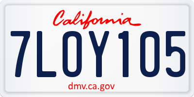 CA license plate 7LOY105