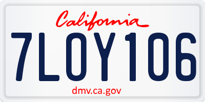 CA license plate 7LOY106