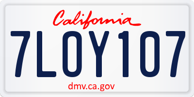 CA license plate 7LOY107