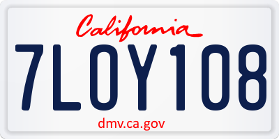 CA license plate 7LOY108