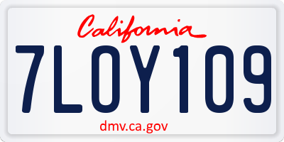 CA license plate 7LOY109