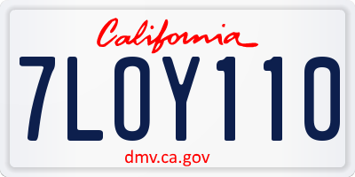 CA license plate 7LOY110