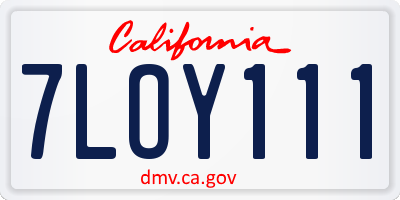 CA license plate 7LOY111