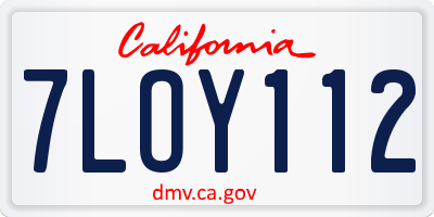 CA license plate 7LOY112