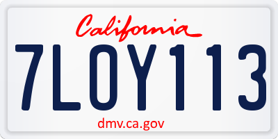 CA license plate 7LOY113