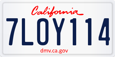 CA license plate 7LOY114