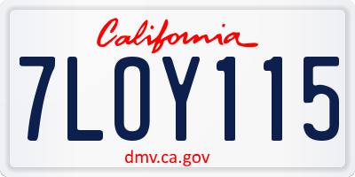 CA license plate 7LOY115