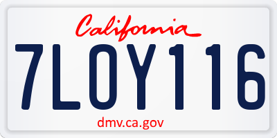 CA license plate 7LOY116