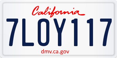 CA license plate 7LOY117