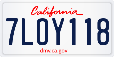 CA license plate 7LOY118