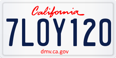 CA license plate 7LOY120