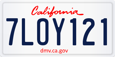 CA license plate 7LOY121