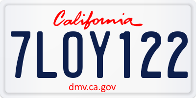 CA license plate 7LOY122