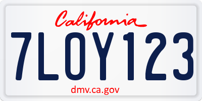CA license plate 7LOY123