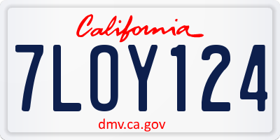 CA license plate 7LOY124